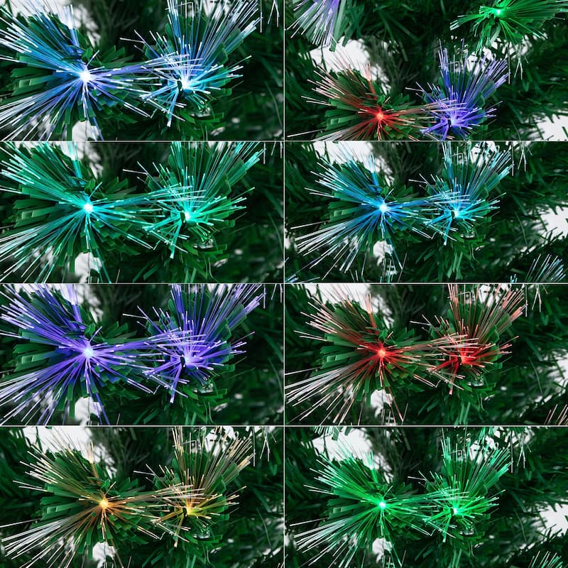 6' Pre-Lit Fiber Optic Artificial Christmas Tree, Multicolor LED Lights - 6 Foot