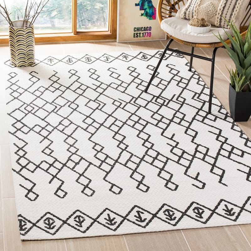 SAFAVIEH Handmade Cedar Brook Jowanka Modern Cotton Rug - 4' x 6' - Ivory/Black
