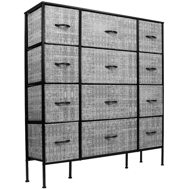 Sorbus Extra-large Steel and Grey Fabric 12-drawer Dresser