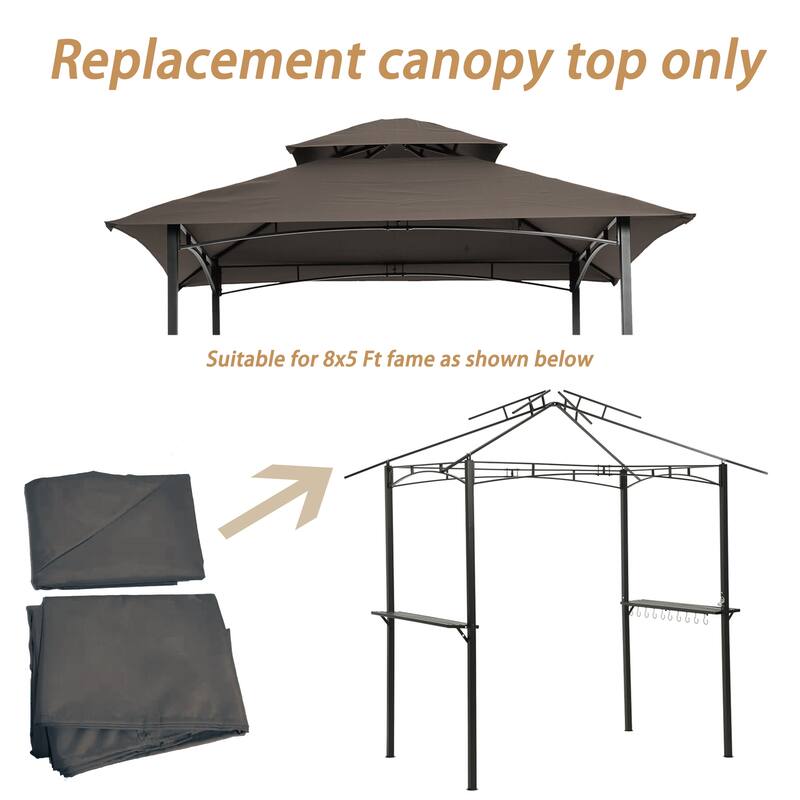 8x5ft BBQ Grill Gazebo Replacement Canopy with UV Protection