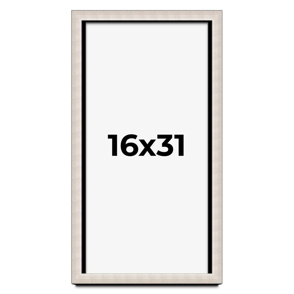 16x31 Shadow Box Frame Silver Real Wood Contemporary Shadowbox Display Frame UV Acrylic Front Acid Free Backing and Hardware