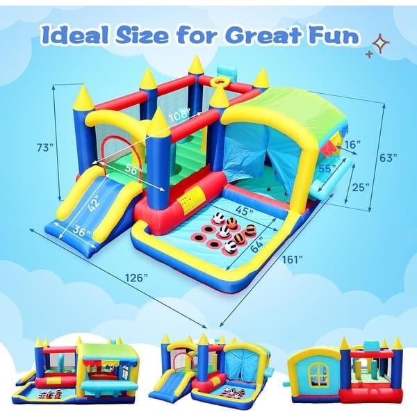 7-in-1 Inflatable Bounce House - Ball Pool, Trampoline, Tic-Tac-Toe