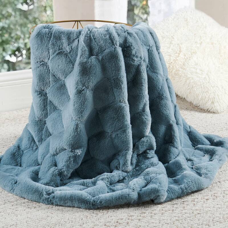 Christmas jacquard imitativerabbit fauxfur throw 50"x60"