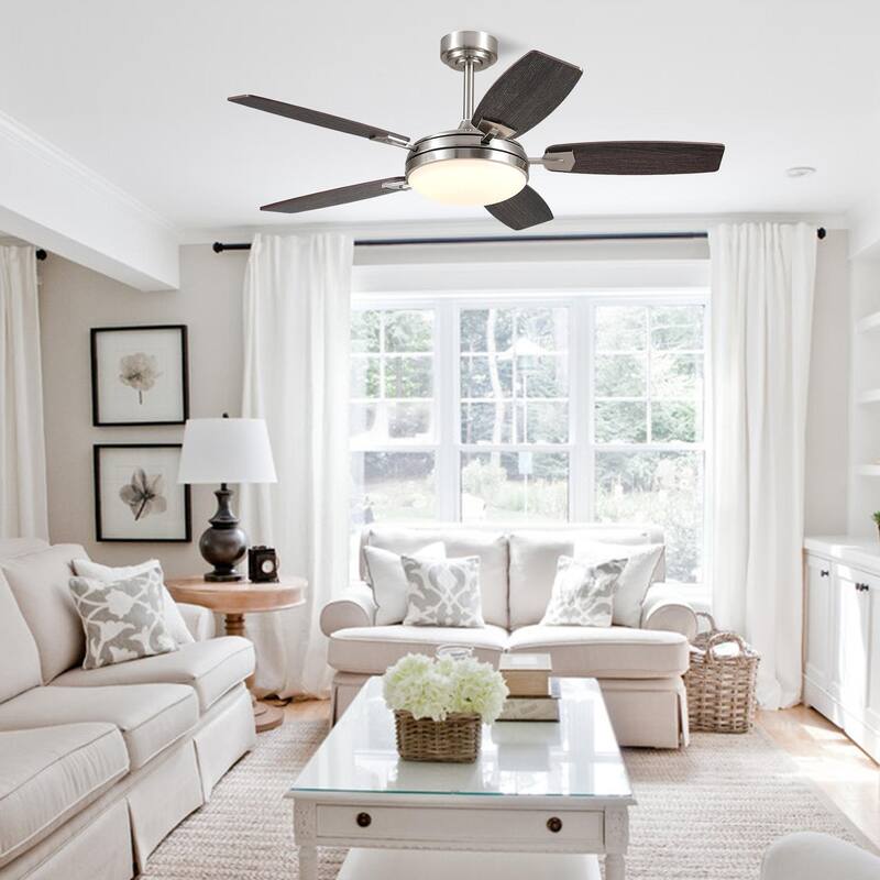 52" Downrod Ceiling Fan with Light, Modern LED Ceiling Fan,Remote and APP Control,Quiet DC Motor,sloped ceiling compatiable