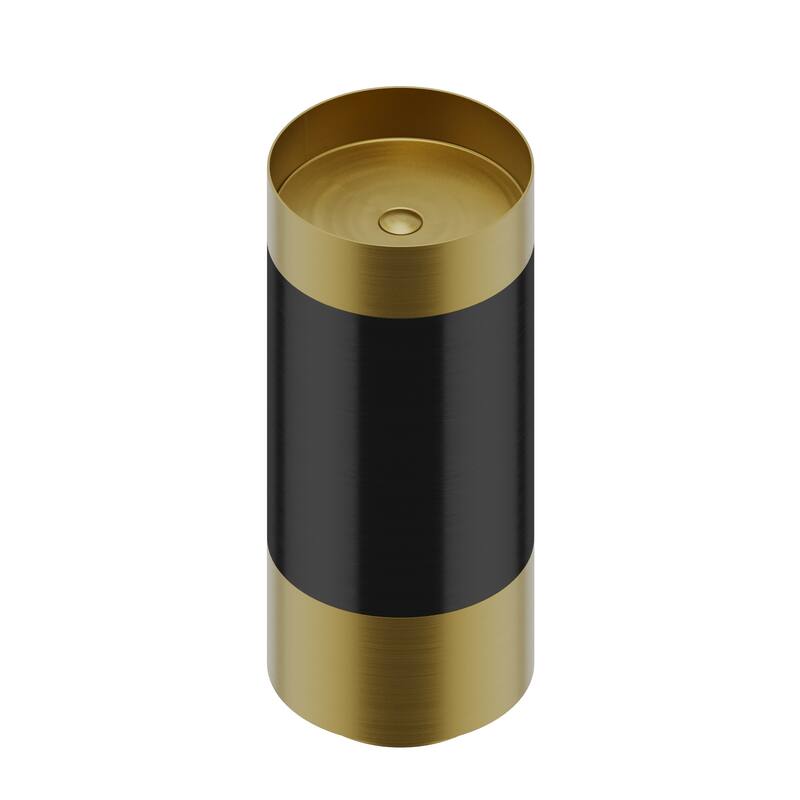 Karran Cinox Stainless Steel Round Pedestal Sink - Gold and Gunmetal Grey