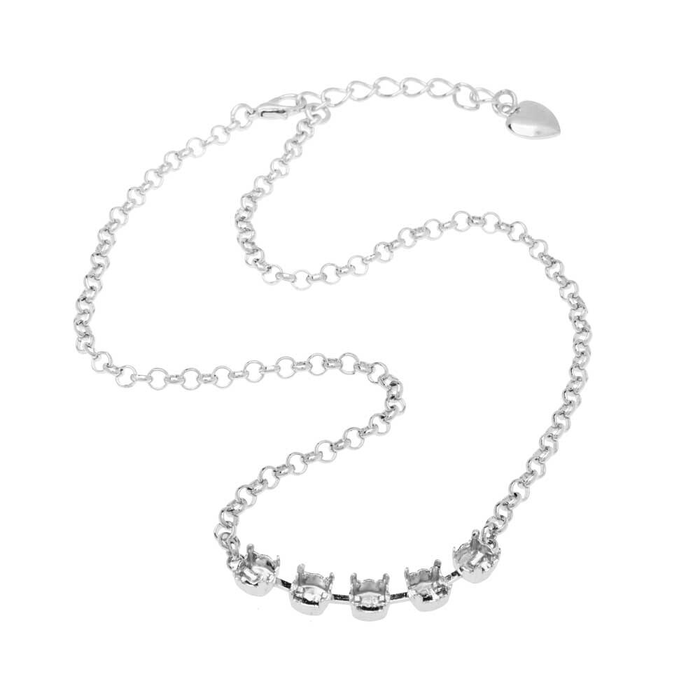 Shop Gita Jewelry Almost Done Necklace 5 Cup Settings For Ss29 Swarovski Crystal Chatons With Rolo Chain Rhodium Plated Overstock 24072466