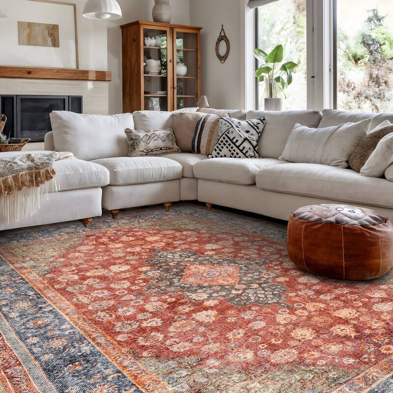 Black Traditional Flat Pile Rug - Washable and Pet Friendly, Non-Slip Surface