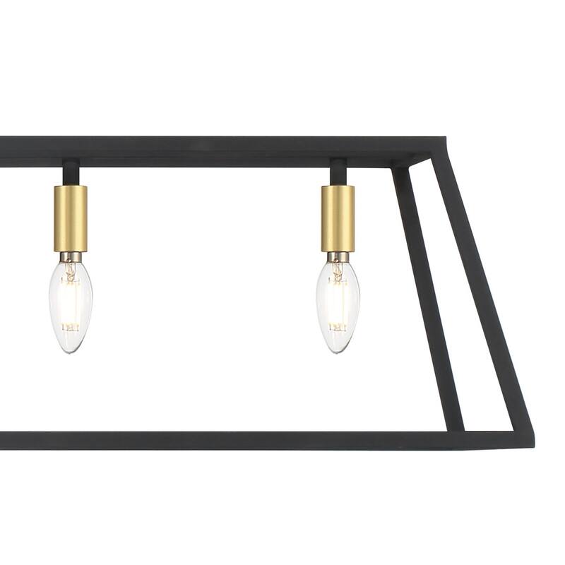 55In Farmhouse Black/ Gold 7-light Linear Dining Chandelier with UL Certified - 55 inches