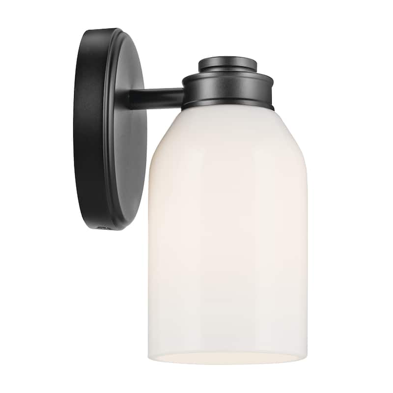 Kichler Lighting Shae 8.25" 1-Light Wall Sconce with White Opal Glass in Black
