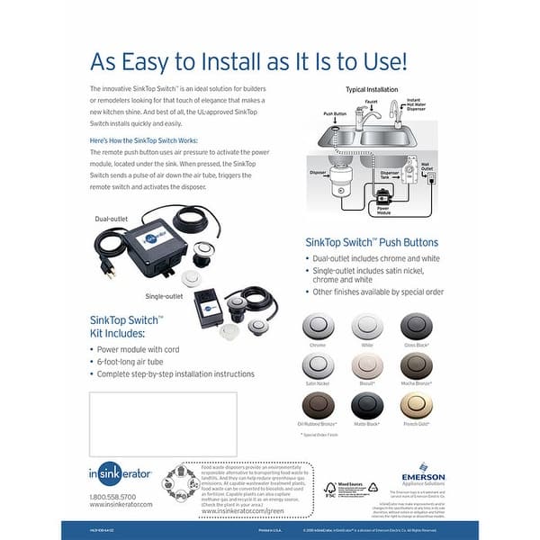 Shop Insinkerator Stc Sink Top Mounted Air Switch For Garbage