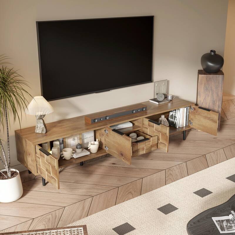 78" TV Stand for 85", 75", and 65" TVs, Wood TV Console for Living Room