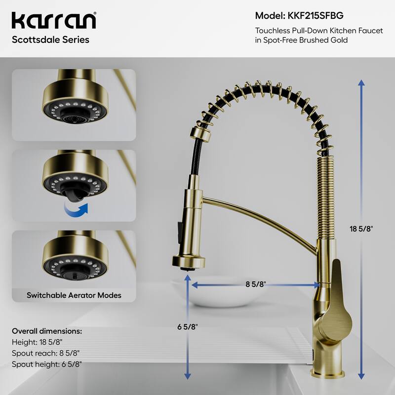 Karran Scottsdale Single-Handle Pull-Down Sprayer Touchless Kitchen Faucet