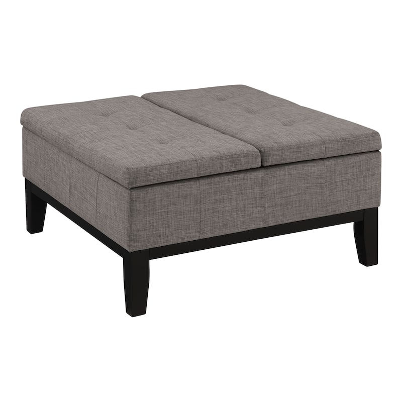 Atkinson Transitional Linen Split-top Storage Cocktail Ottoman by Furniture of America