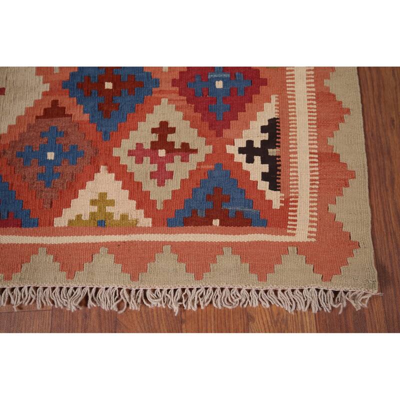 Vegetable Dye Kilim Qashqai Persian Vintage Foyer Vintage Wool Carpet - 3'6"x 4'9"