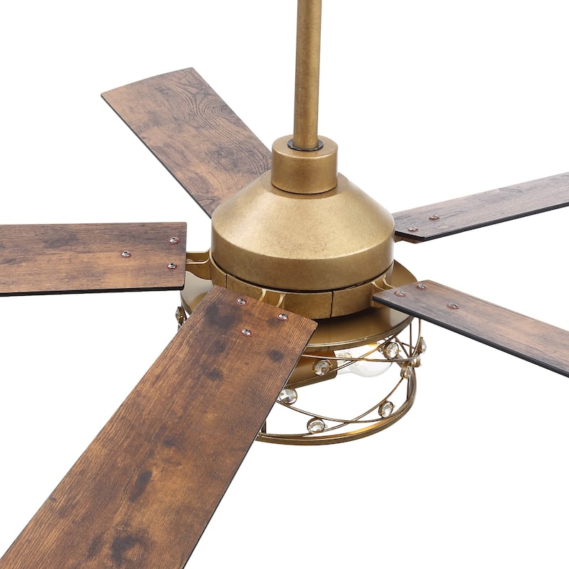 52-inch Reversible 5-Blade Caged Ceiling Fan with Remote and Light Kit
