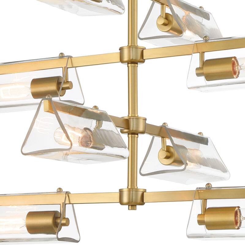 Latitude 28.5 in. 8-Light Brushed Gold Modern Chandelier with Clear Glass Shades