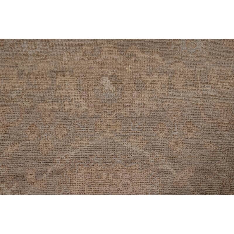 Vegetable Dye Oushak Turkish Runner Rug Handmade Floral Wool Carpet - 2'11" x 9'10"