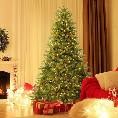 7 FT Pre-Lit Christmas Tree with Quick Power Connector Timer