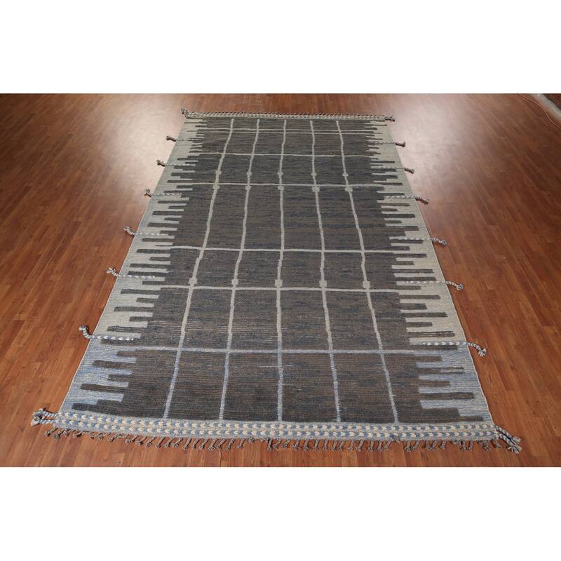 Earth Tone Moroccan Area Rug Handmade Wool Carpet - 7'11"x 12'2"