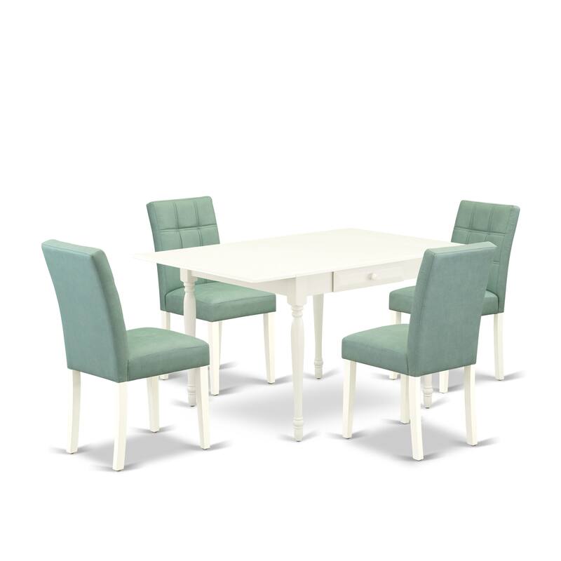East West Furniture Dining Set Consists of a Rectangle Kitchen Table and Chairs, Linen White (Pieces Options)