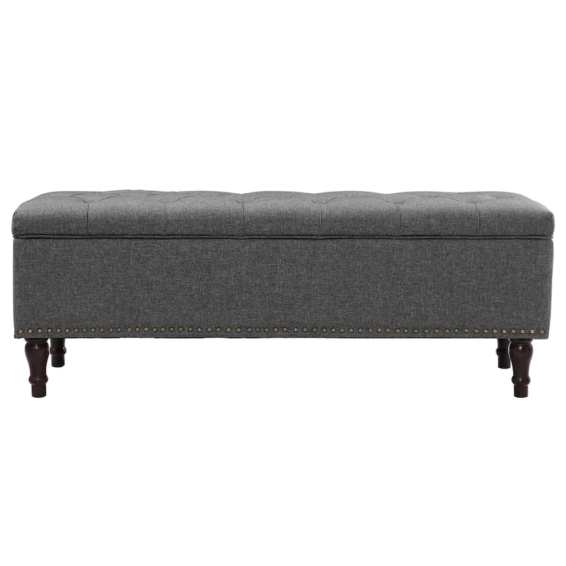 Tufted Storage Bench, Upholstered Ottoman with Storage - 50.8" W X 17.1" D X 18.3" H