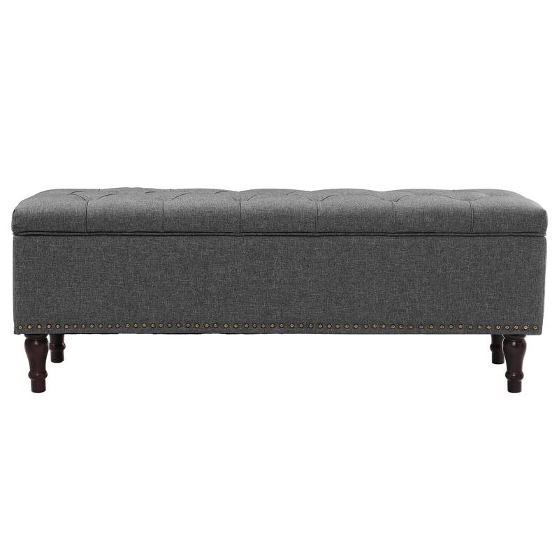 Tufted Upholstered Storage Bench Ottoman with Hidden Storage for Bedroom, or Living Room