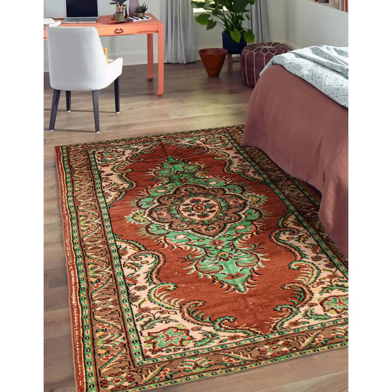 ECARPETGALLERY Hand-knotted Melis Vintage Copper Wool Rug - 5'3 x 9'2