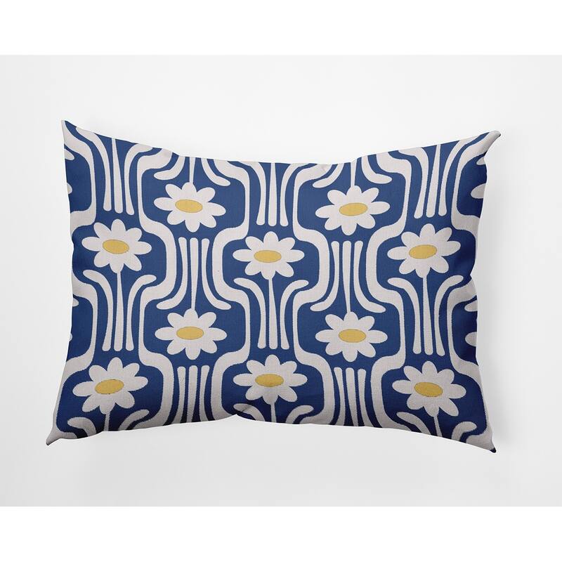 Daisys and Squiggles Indoor/Outdoor Throw Pillow - Nautical Navy - 14" x 20"