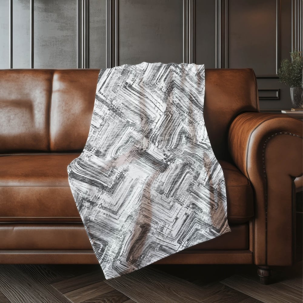 Premium Machine Washable Modern Chevron Sherpa Throw Blanket