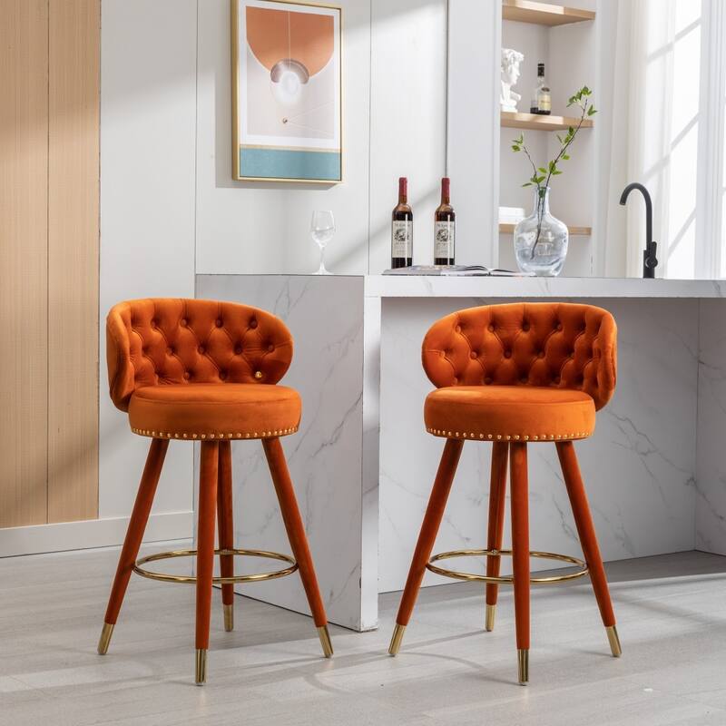 Counter Height Bar Stools Set of 2 - 20.87*19.88*36.61Inch - Orange