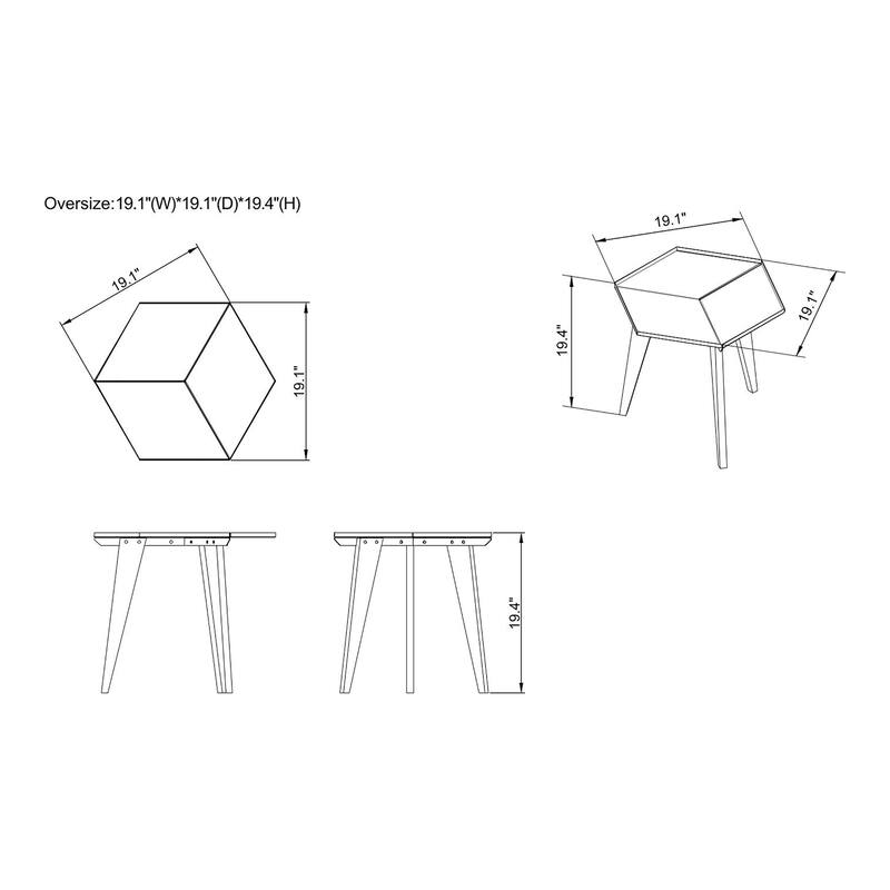 Keln Contemporary 19-inch Metal Geometric Side Table by Furniture of America