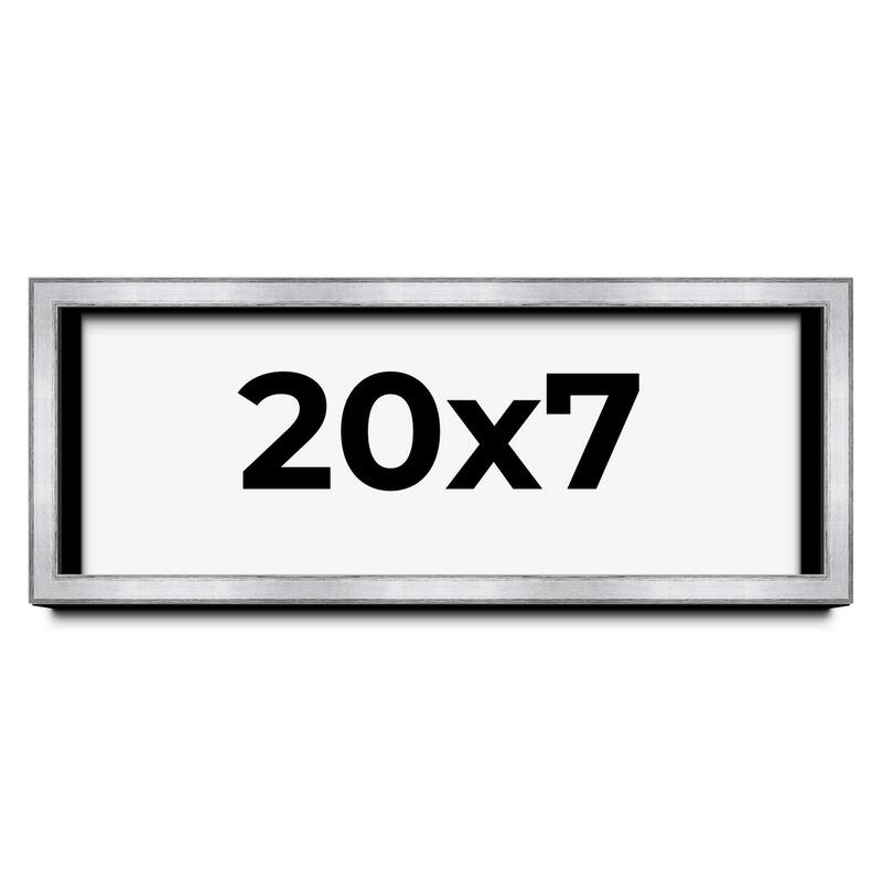 20x7 Shadow Box Frame Silver | 1.375 Inches Deep Real Wood