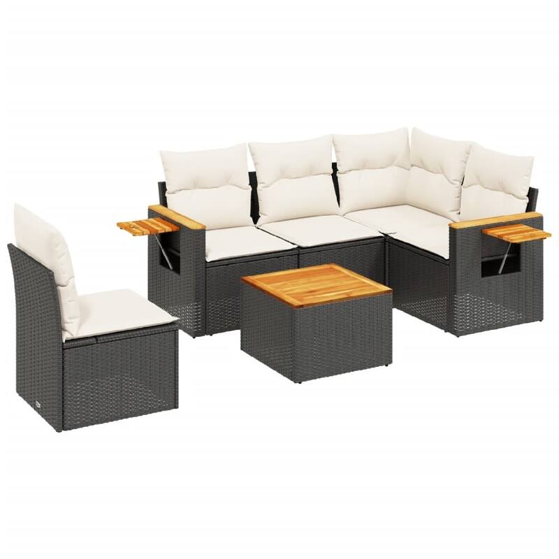 vidaXL Patio Sofa Set with Cushions Outdoor Conversation Furniture Poly Rattan