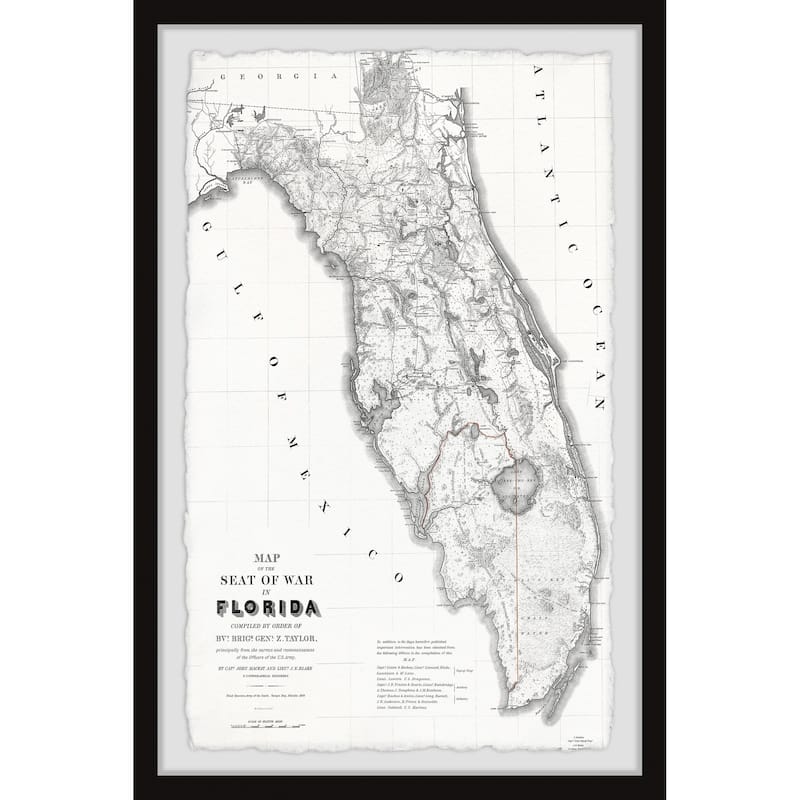 'Map of the Seat of War in Florida' Framed Painting Print