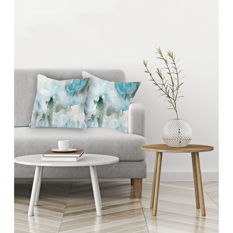 Laural Home Frosted Blue Blooms Indoor Decorative Pillow