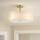 preview thumbnail 66 of 71, 3-Light 20"W Drum Fabric Semi Flush Mount Pendant Chandelier