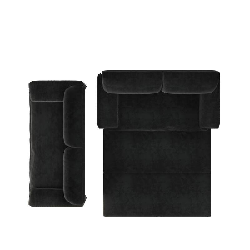 GDFStudio - Velvet 66" Convertible Velvet Sofa Bed with Side Storage