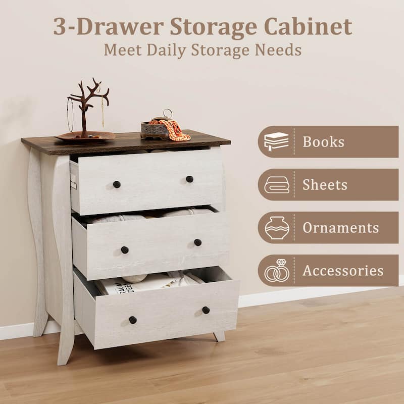 1/2 pcs Storage Cabinet 30" Floor Cabinet w/3 Foldable Fabric Drawers