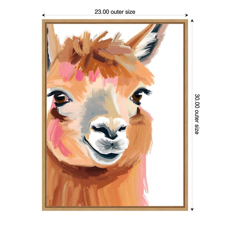 South American camelid by Ohkimiko Framed Canvas Wall Art - 23 x 30 in