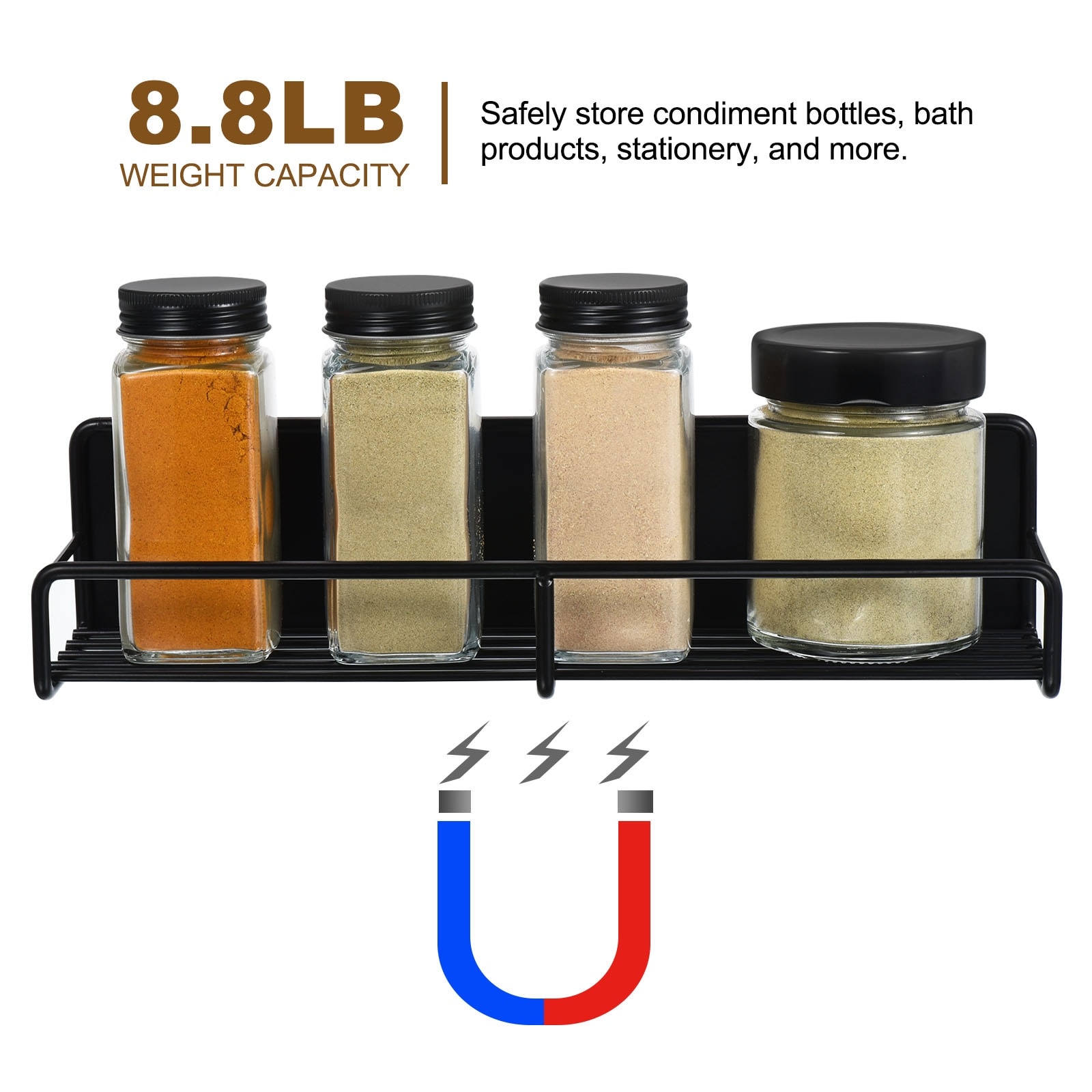 Magnetic Spice Set Rack, Seasonings Containers and Condiments Set