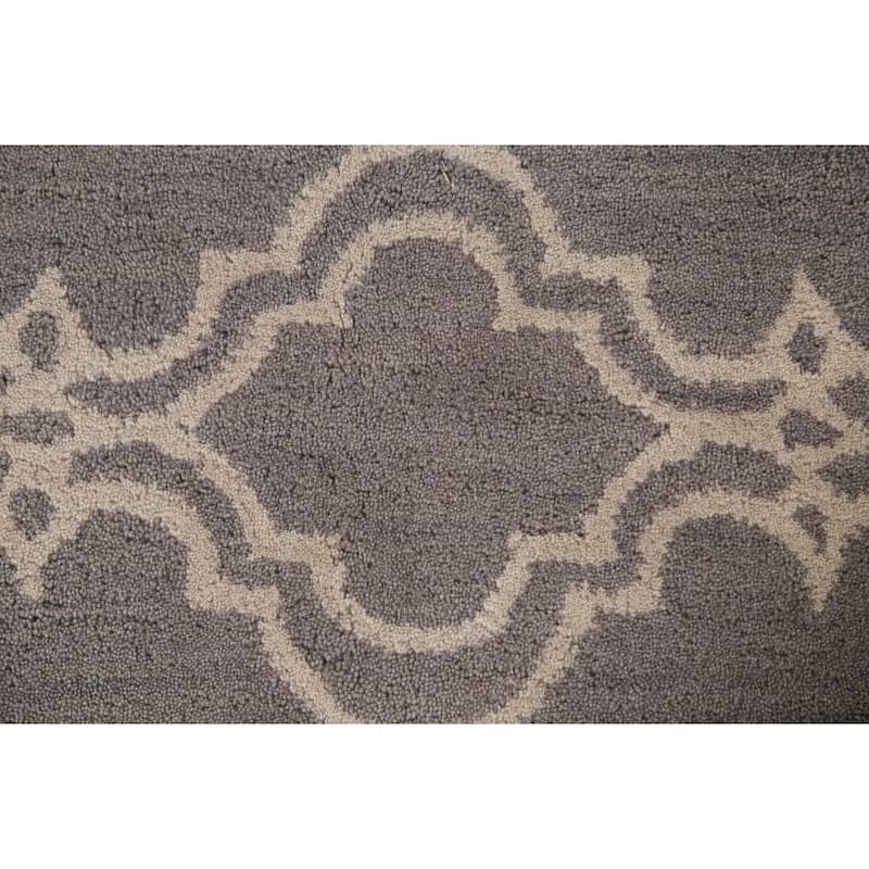 Geometric Trellis Area Rug Hand-Tufted Wool Carpet - 5'1" x 7'11"