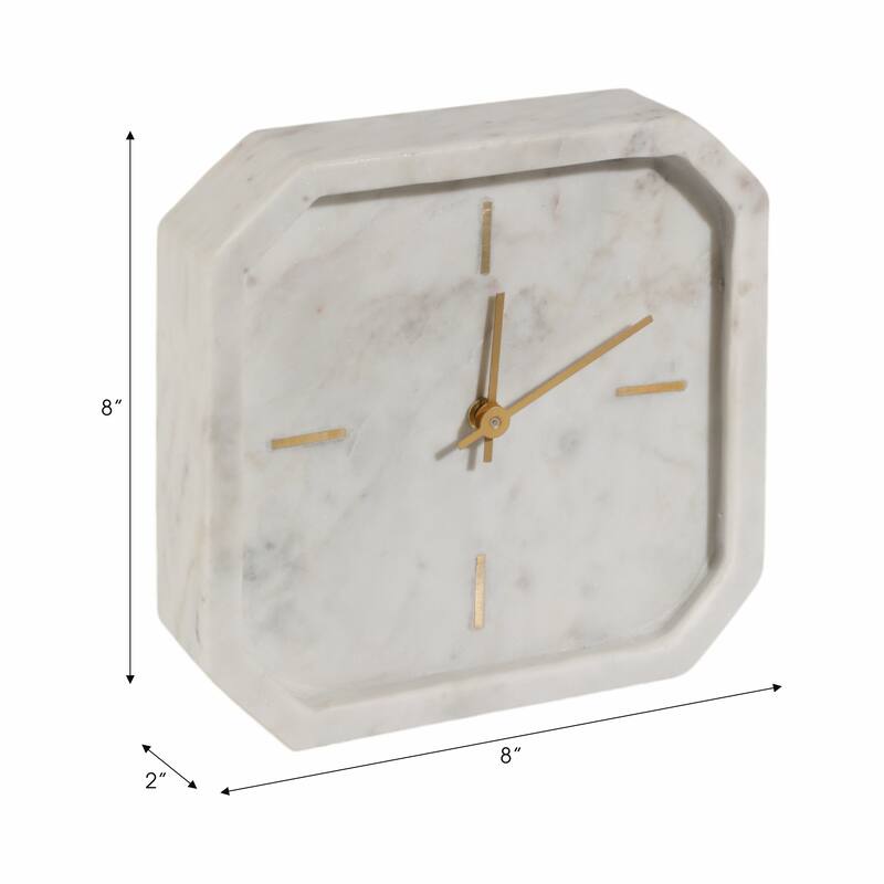 Modern Glam Marble & Stone Clock for Home Decor
