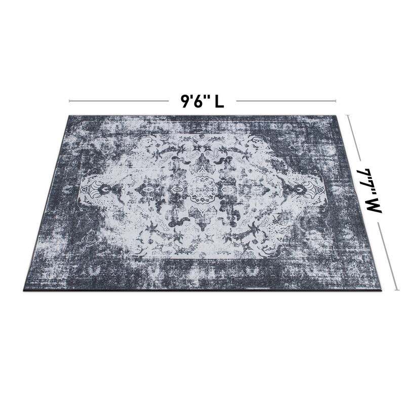 Vintage Distressed Medallion Machine Washable Area Rug