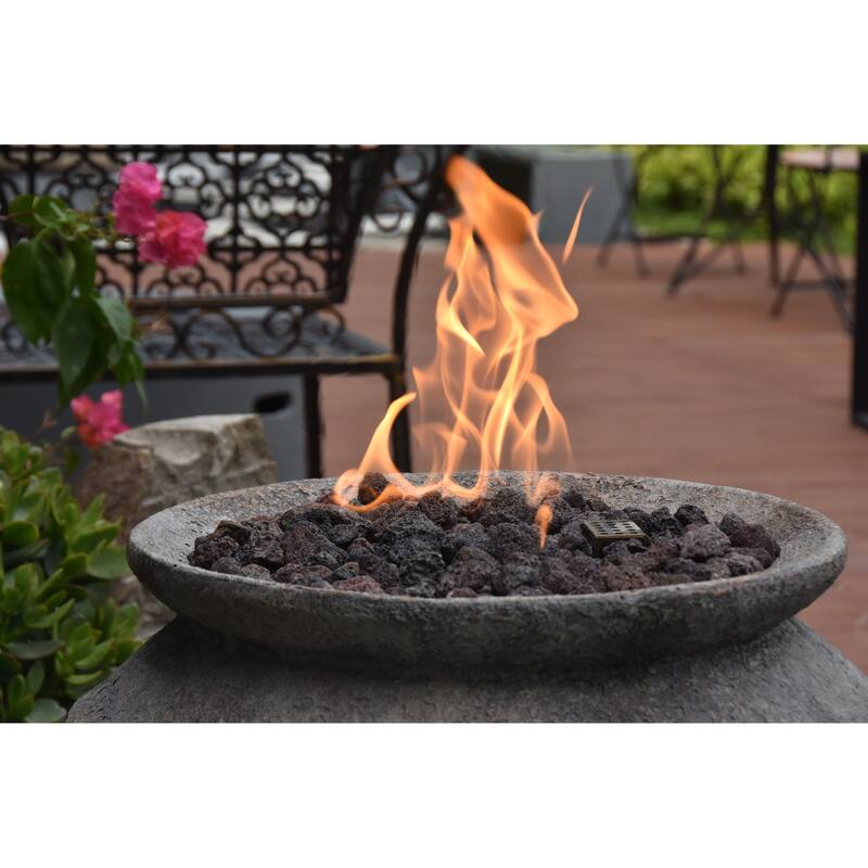 Modeno Pompeii 40,000 BTU Concrete Propane Column Fire Pit with Lava Rocks & Cover
