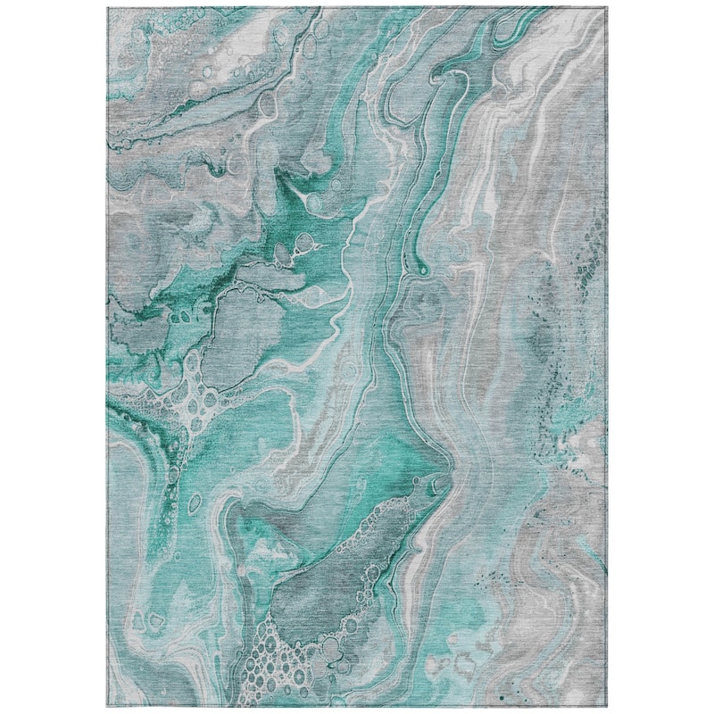 HomeRoots Abstract Modern Rectangle Outdoor Rug