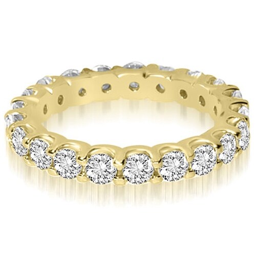 14K Yellow Gold 1.40 ct.tw Round Cut Shared Prong Diamond Eternity Wedding Ring HI, SI1-2