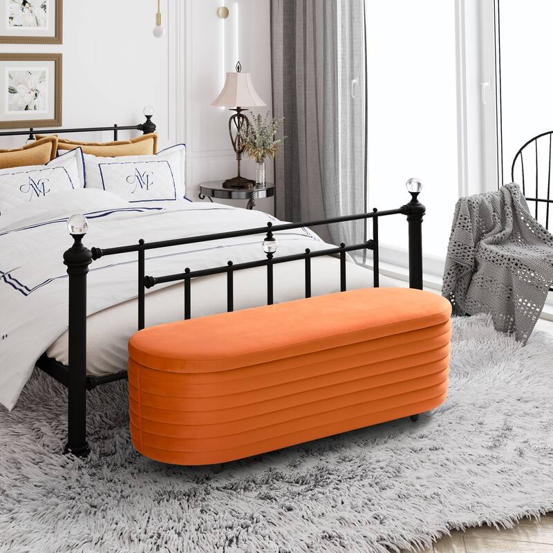 Farrah Velvet Polyester Flip Top Storage Ottoman - 54"