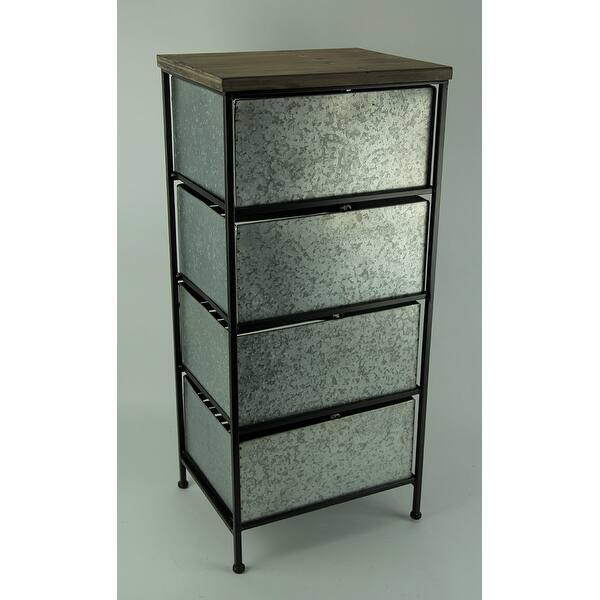 Shop Galvanized Metal Wood Topped 4 Drawer Storage Cabinet 33 5