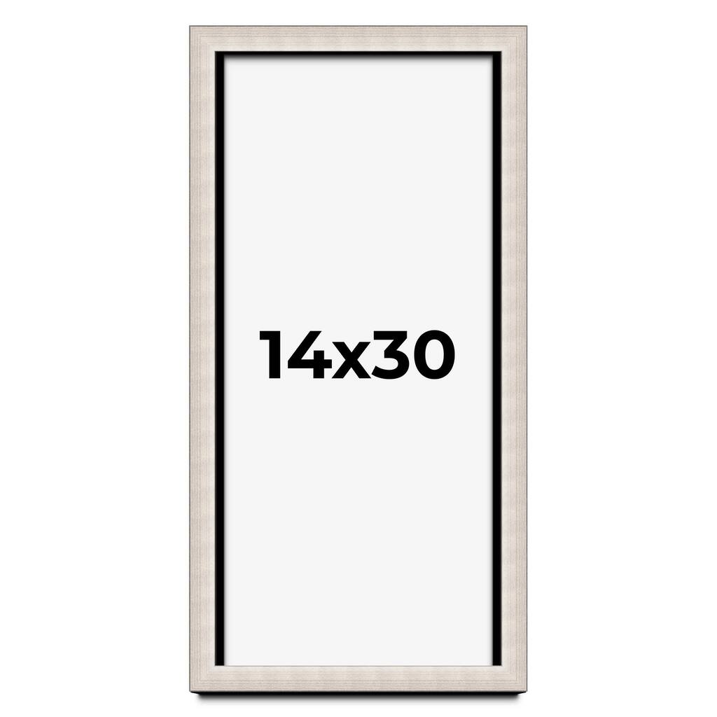 14x30 Shadow Box Frame Silver Real Wood Contemporary Shadowbox Display Frame UV Acrylic Front Acid Free Backing and Hardware