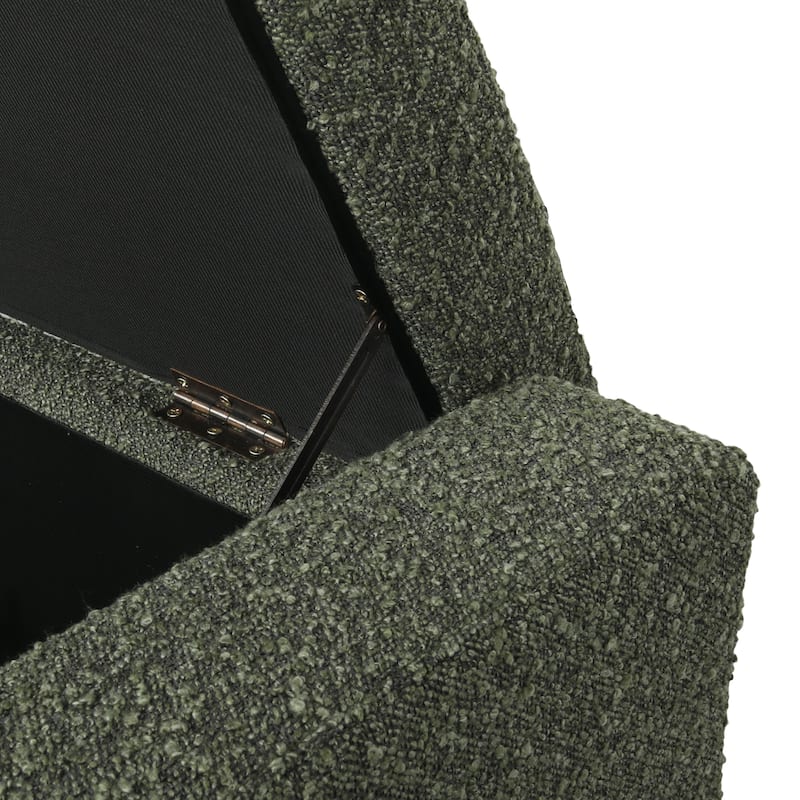 50" Ottoman Bench in Textured Fabric, Rectangular Design with Hinged Lid for Seating, Footrest, and Hidden Storage